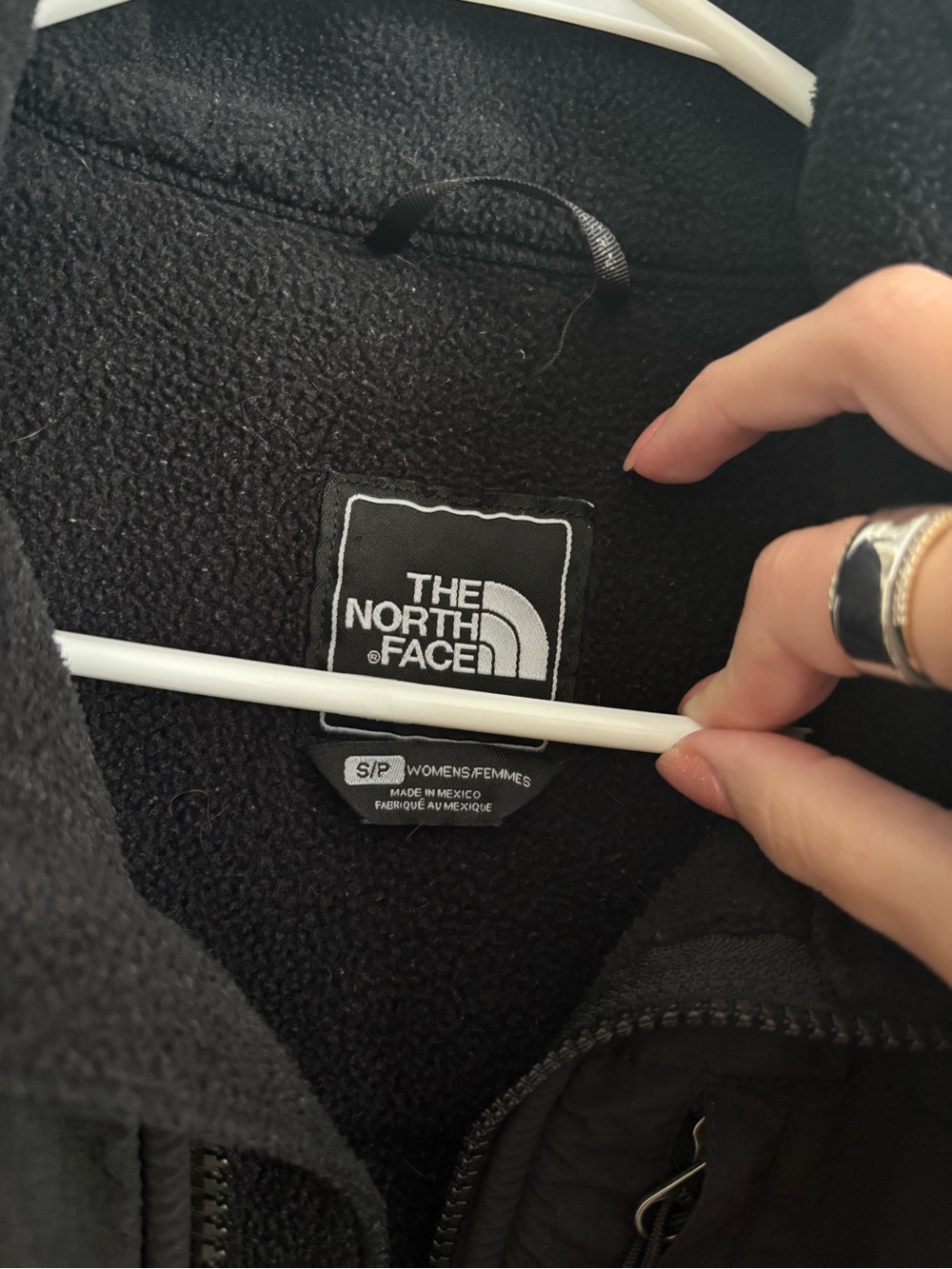 The North Face Black Fleece Jacket with Pink Logo - Picture 2 of 4